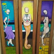 Kelly Shoemaker (Indiana) - "Ghosts of Mothers" - Oil on Board/3 Panels