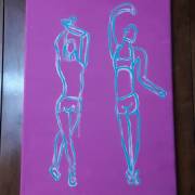 Rosalee Harvey (Fort Wayne, Indiana) - "Neon Twin Dancers" - Acrylic