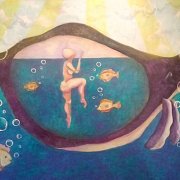 Kelly Shoemaker (Indiana) - "Flounder in the Belly of a Whale" - Oil on Canvas