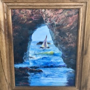 Dave Hudson (Roanoke, Indiana) - "Rolling Waves at Arch Rock" - Oil