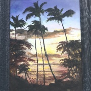 Dave Hudson (Roanoke, Indiana) - "Peaceful Palms at Sunset" - Oil