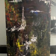 Kasey Wallace (Garrett, Indiana) - "Forest Walkers" - Oil, Silver Leaf on Wood