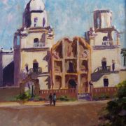 Betty-lee Hepworth (Angola, Indiana) - "Mission San Xavier" - Acrylic Plein Air