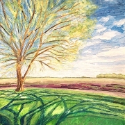 Dani Kiefer - "When the Greens Glow" - Watercolor, Gouache