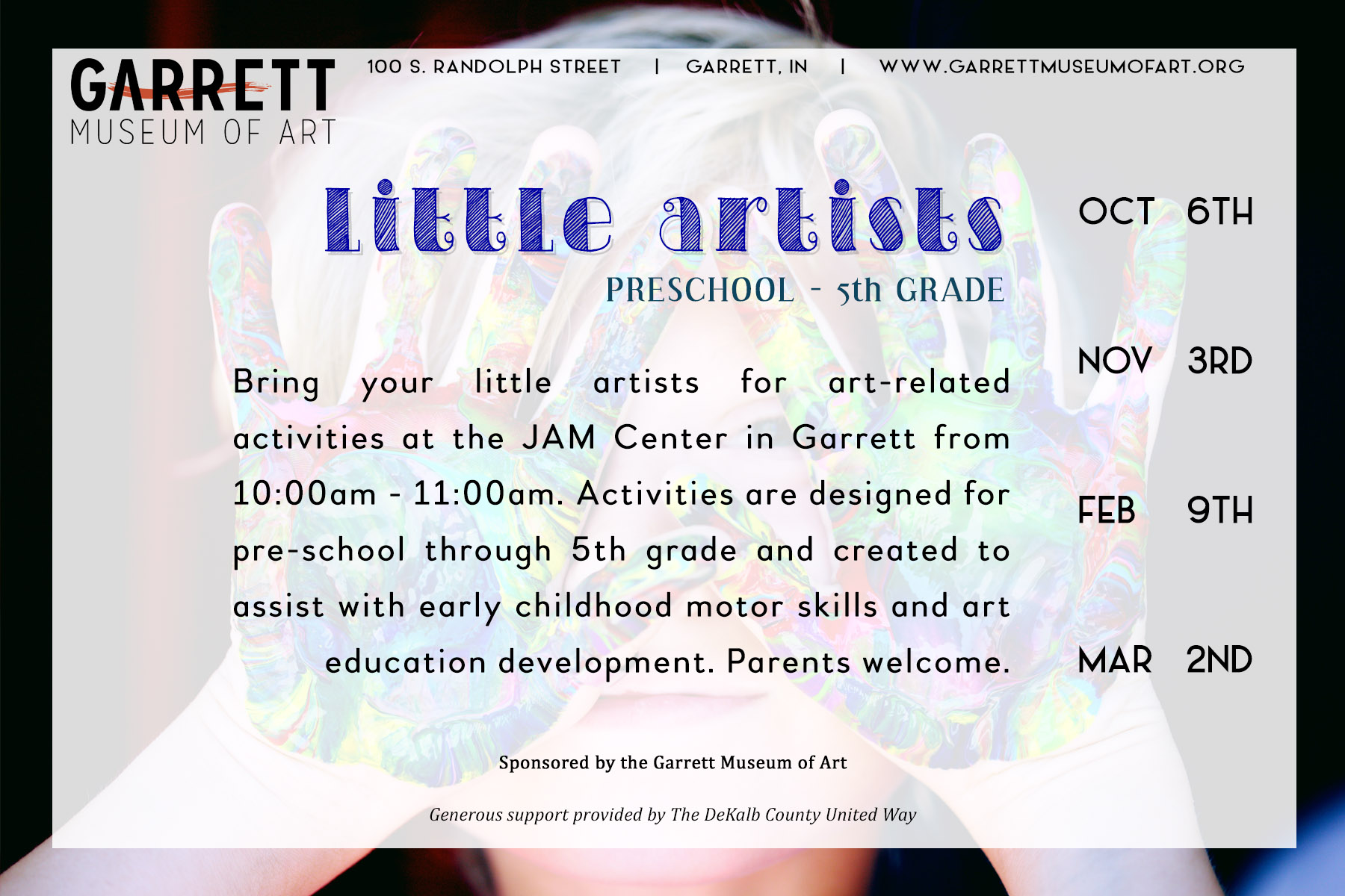 LITTLE ARTISTS - children's art program by the Garrett Museum of Art in Garrett, Indiana