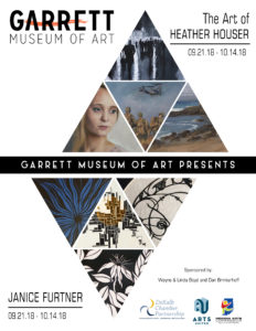 Oil paintings by Heather Houser and Paper Cutting Art by Janice Furtner - art show opening at the Garrett Museum of Art in Garrett, Indiana