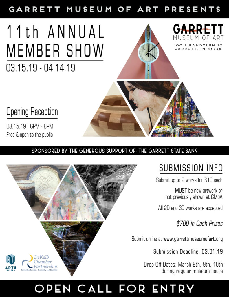 11th Annual Member Show Garrett Museum of Art Call for Entry